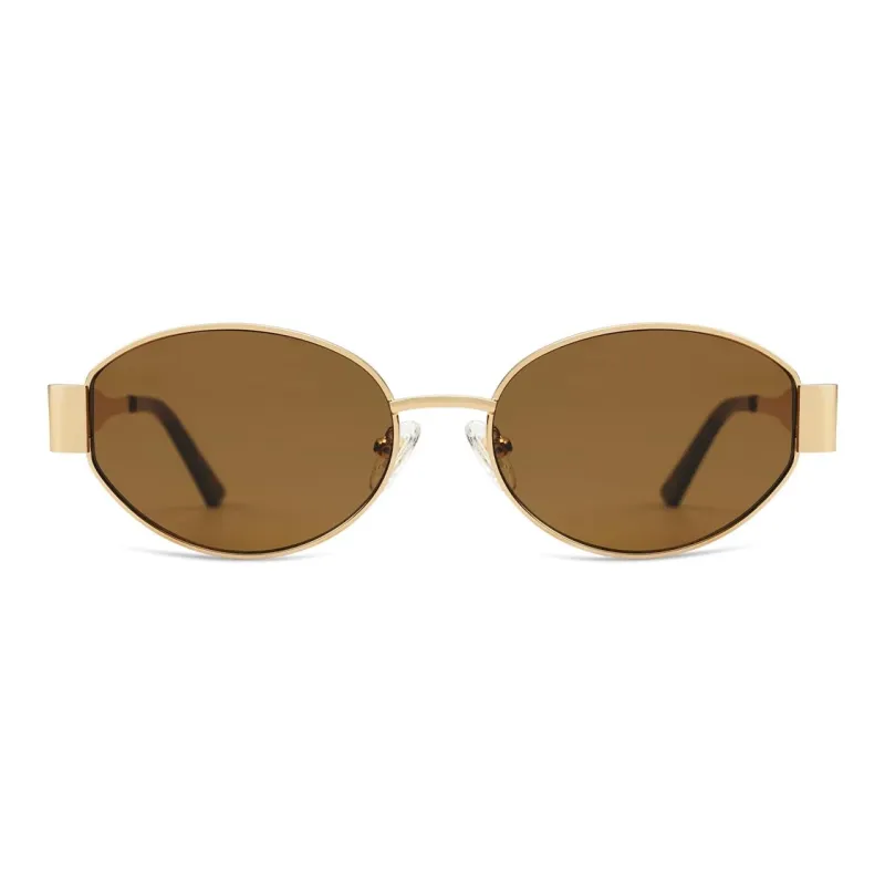 SAINT LAURENT Oval Sunglasses Women's Gold-1