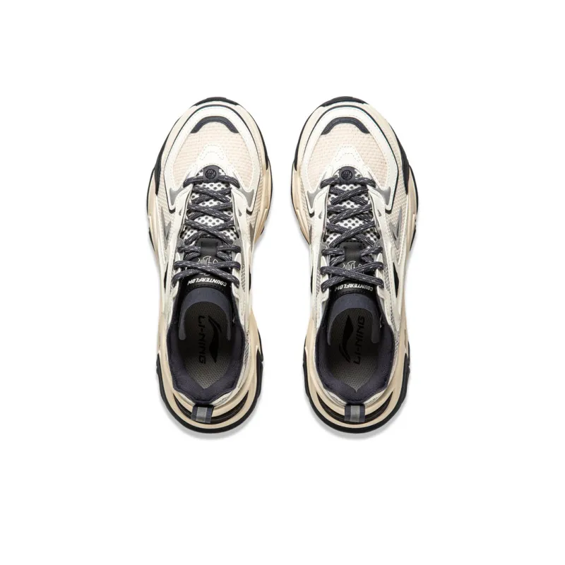 LiNing CF Qianxing Strategy SS Cushioning Rebound Low-Top Casual Shoes Women's Ash Ecru-4