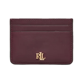 Ralph Lauren Leather Card Clip Card Holder Women's Deep Red