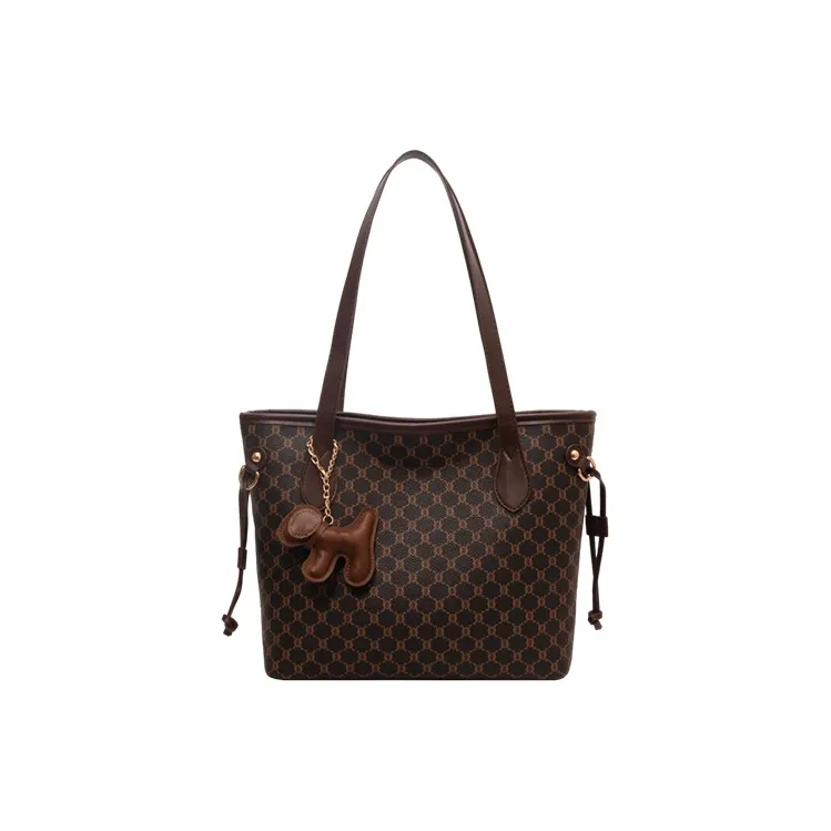 JANE KLAIN Synthetic Leather Shoulder Bag Large Size Women's Ecru/Khaki/Coffee-17