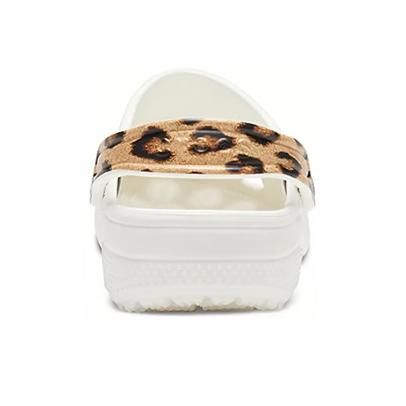 Crocs Classic Clog Beach Sandals Leopard Print White-3