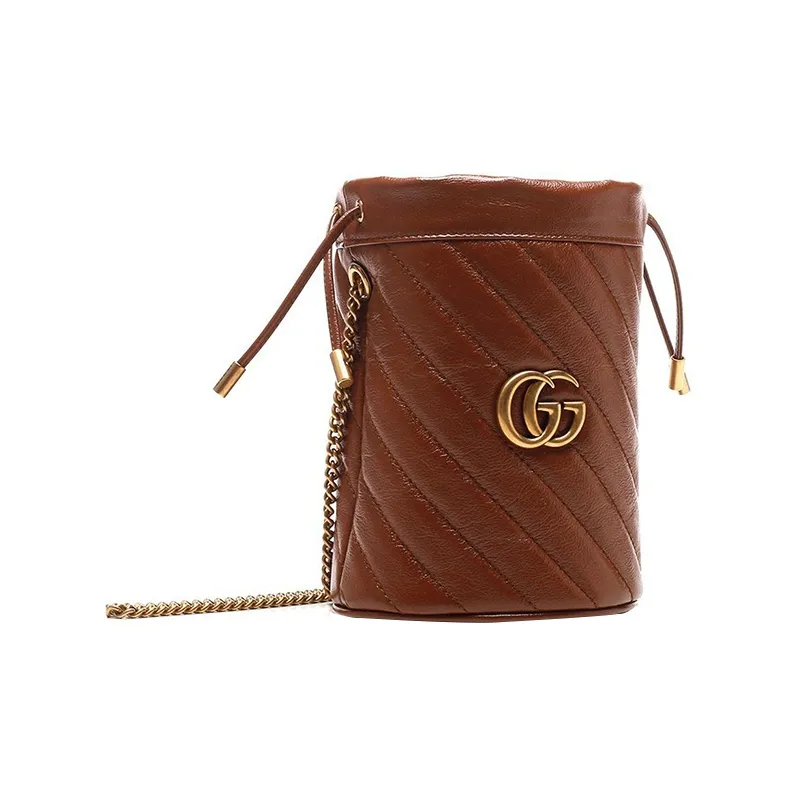 GUCCI Calfskin Bucket Bags Crossbody Bag Shoulder Bag Women's Dark Brown-1
