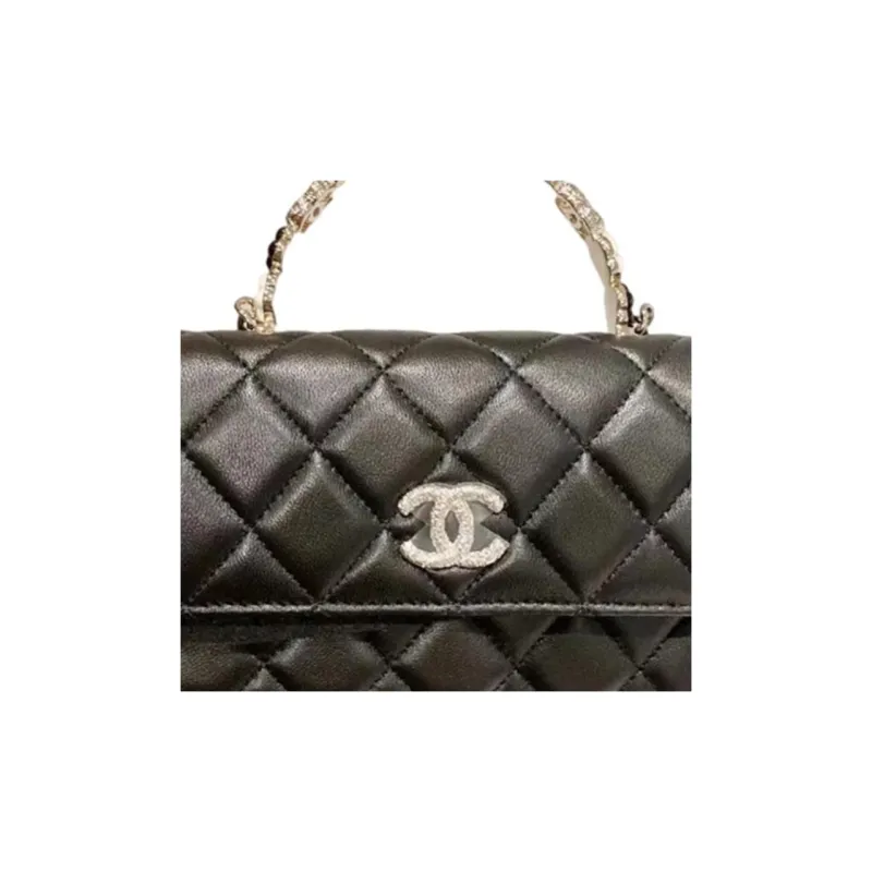 CHANEL WOC Lambskin Cell Phone Pouch, Flap Bag, Shoulder Bag, Crossbody Bag Mini Women's Black-1
