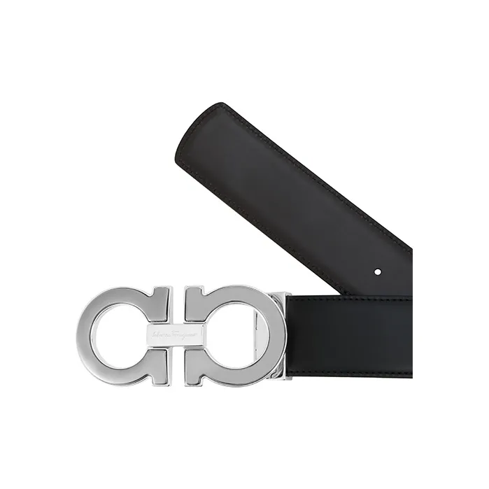 FERRAGAMO Cow Leather Belts Men's Black Width 4cm-3