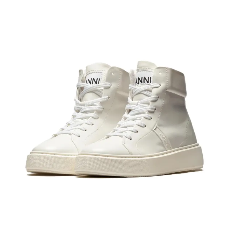 GANNI High-Top Skateboard Shoes Women's White-2
