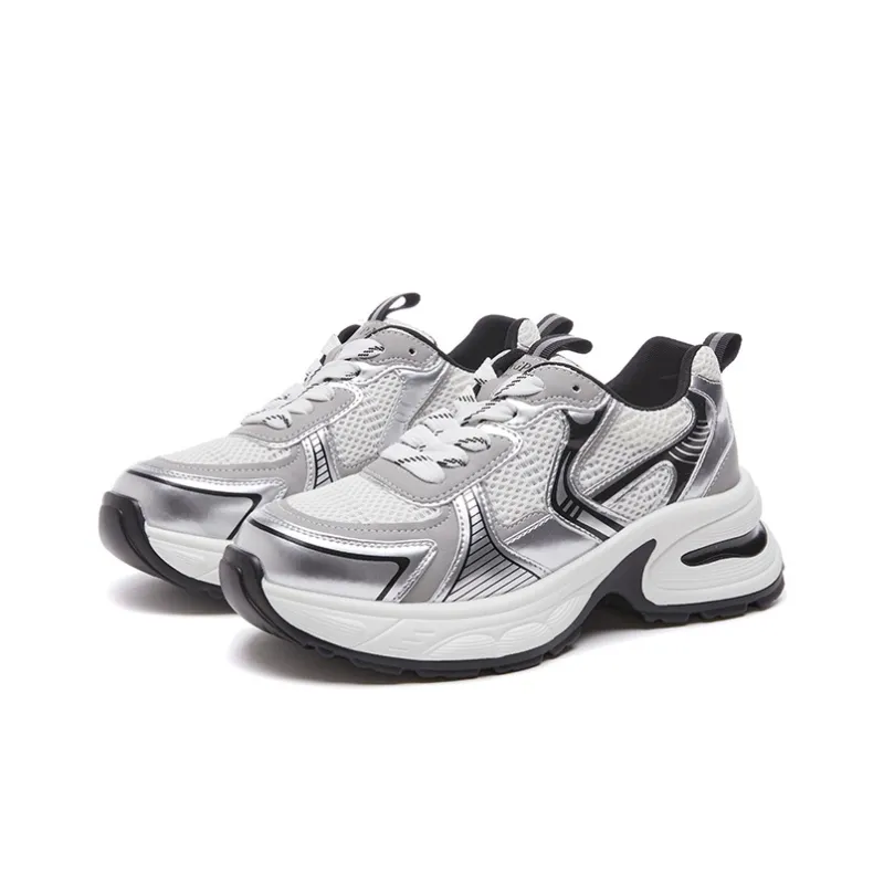 LINGPAO Breathable Height Increasing Low-Top Chunky Sneakers-2