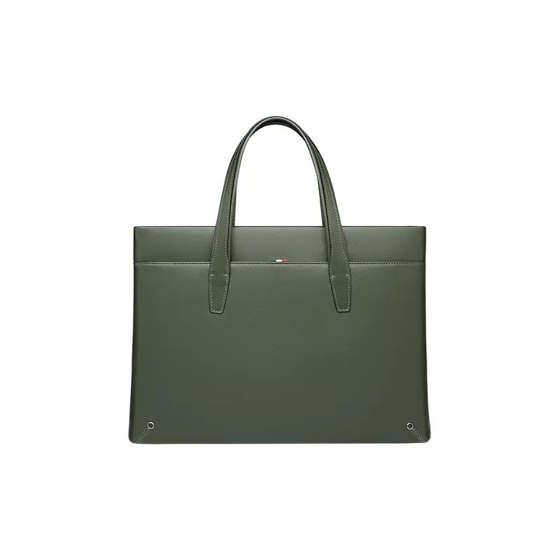 WilliamPOLO Cow Leather Briefcases Medium Size Men's Black/Army Green/Blue-7