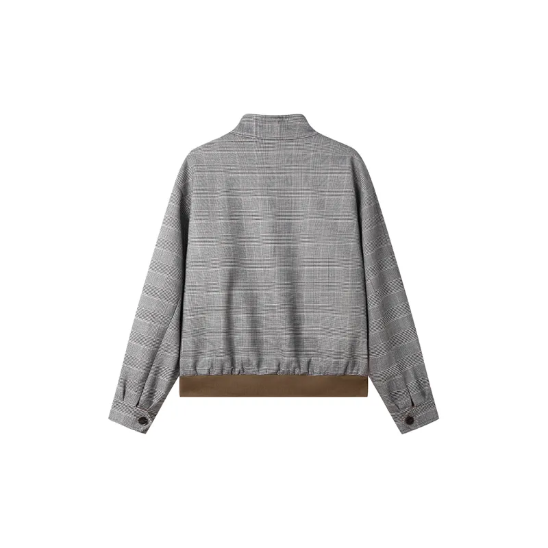 LOUISY AO Cropped Coats Women's Black Gray Plaid-1