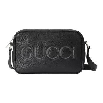 GUCCI Leather Crossbody Bag, Shoulder Bag Men's Black