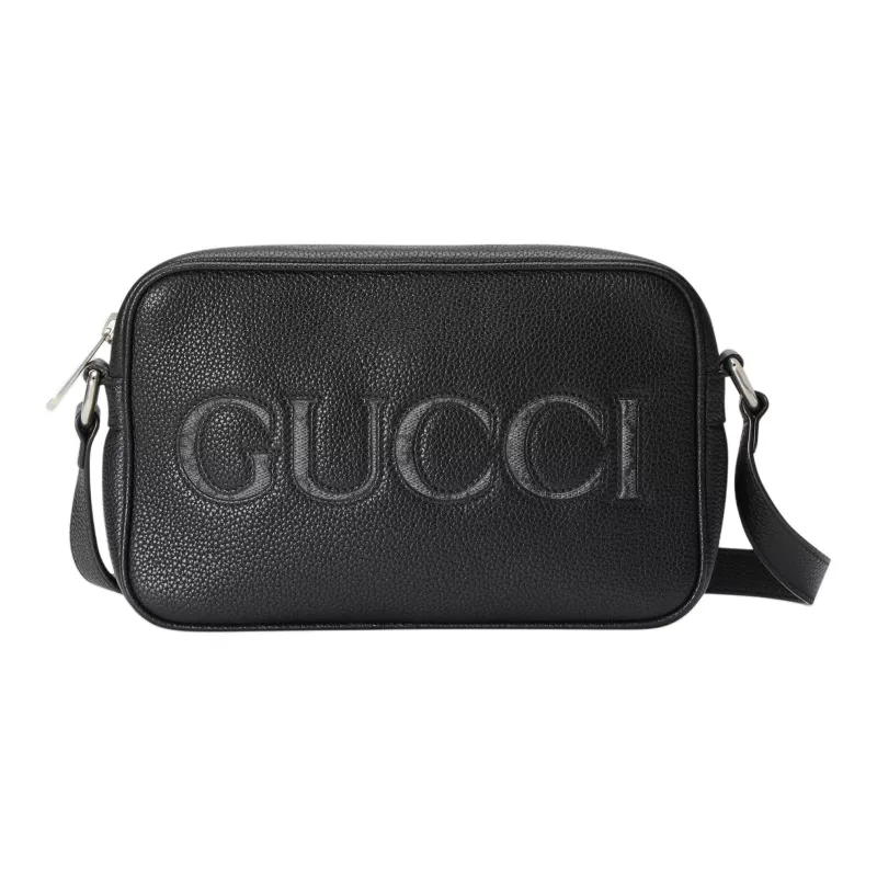 GUCCI Leather Crossbody Bag, Shoulder Bag Men's Black-0