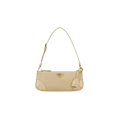 PRADA Re Edition Recycled Nylon Mixed With Shiny Leather Handbag Shoulder Bag Women's Sand