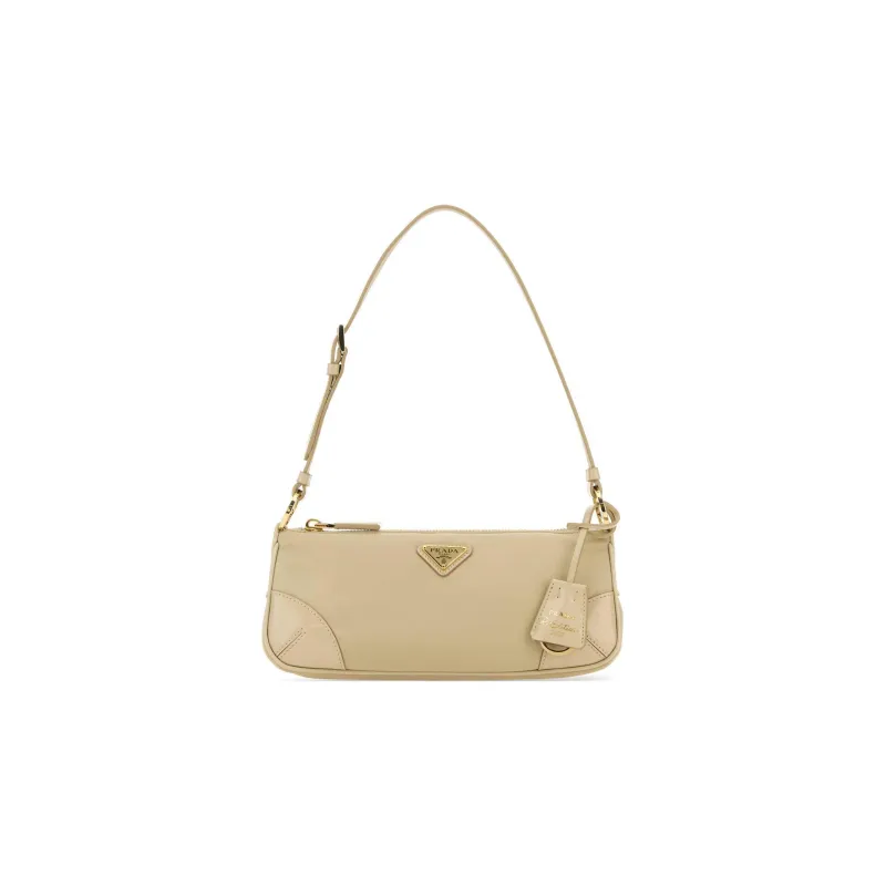 PRADA Re Edition Recycled Nylon Mixed With Shiny Leather Handbag Shoulder Bag Women's Sand-0