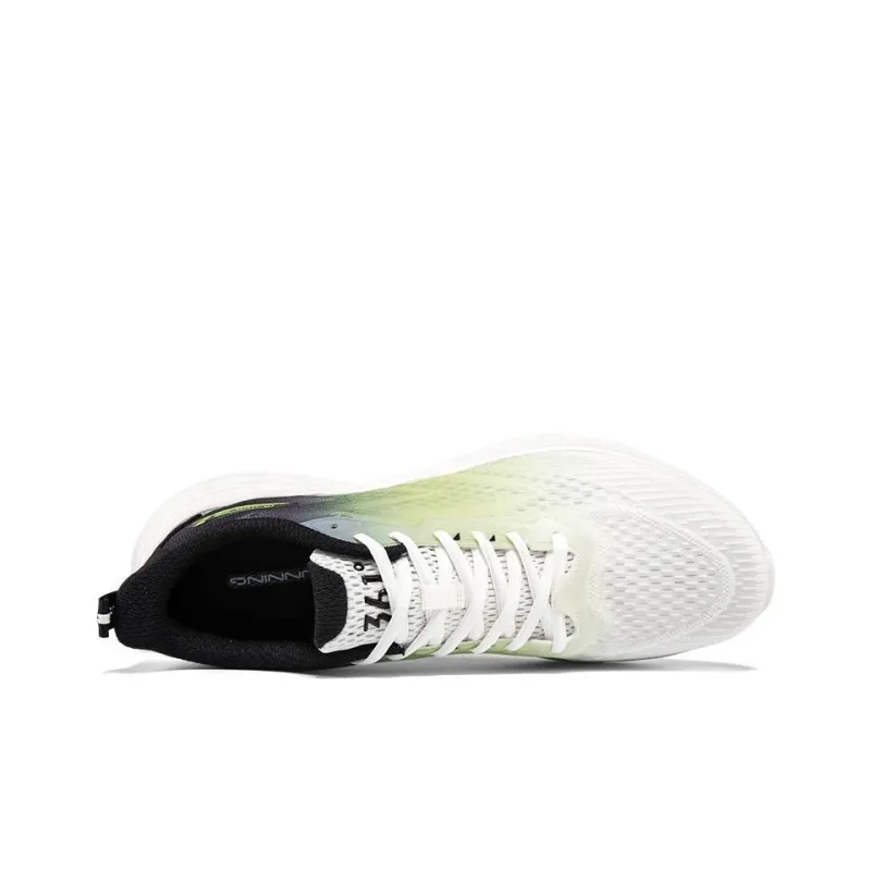 361° Breathable Lightweight Low Top Running Shoes Men's White Green-1
