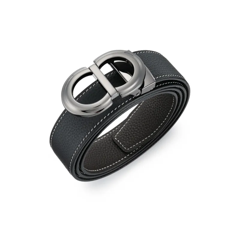 FAIRWHALE Fashion Ring Plate Buckle Dual Use Genuine Leather Belt Top Grain Cow Leather Belt Men's Width 3.5CM-2