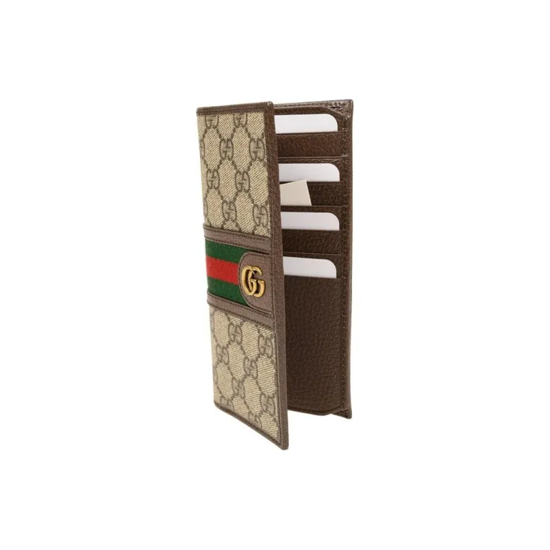 GUCCI Ophidia Canvas With Leather Wallet Men's Ebony/Brown-1