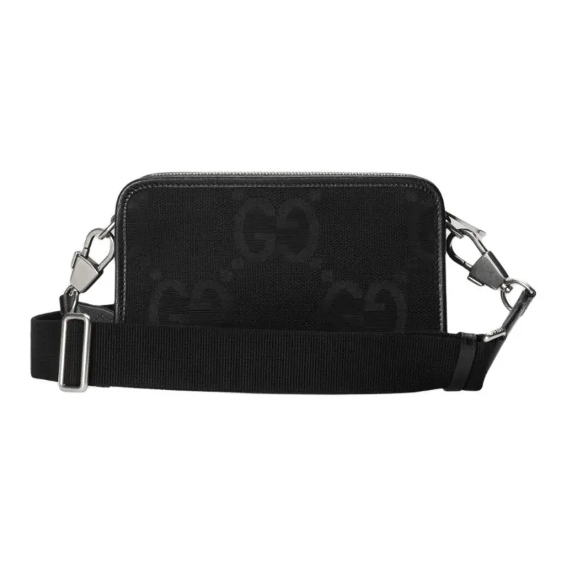 GUCCI GG Canvas With Leather Trim Canvas Bag Camera Bag Shoulder Bag Crossbody Bag Mini Men's Black-6