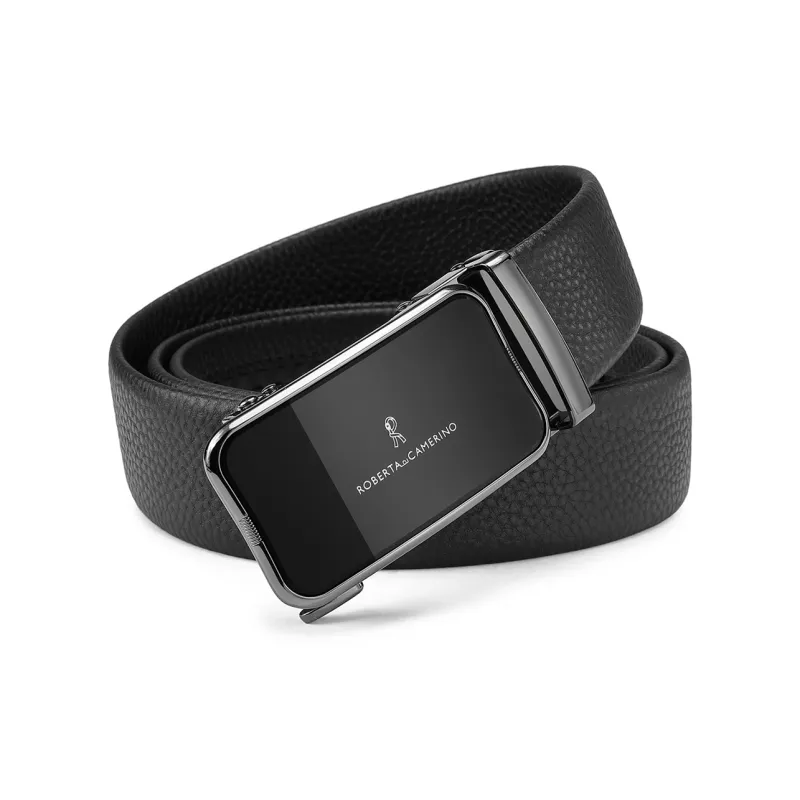 ROBERTA DI CAMERINO Top Grain Cow Leather Belts Men's Black 3.5cm-1