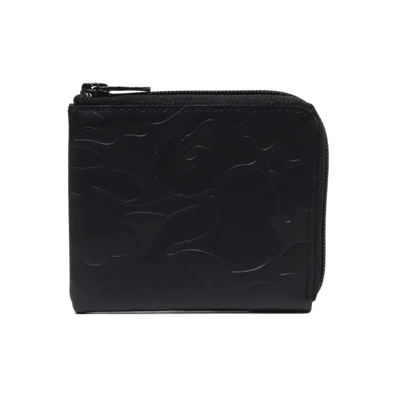Bape Solid Camo Leather Iii Wallet Black-0