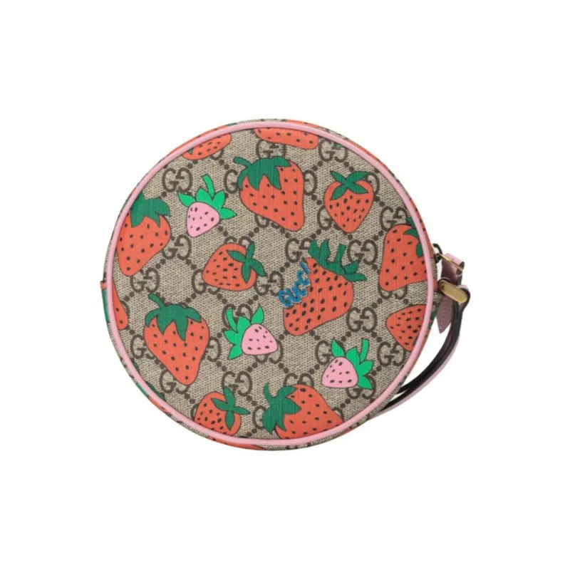 GUCCI Canvas With Leather Canvas Bag Round Bag Coin Purse, Clutch Women's Ebony/Red/Pink-1