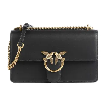 PINKO Grain Cow Leather Product Height Shoulder Bag, Crossbody Bag Regular Women's Black