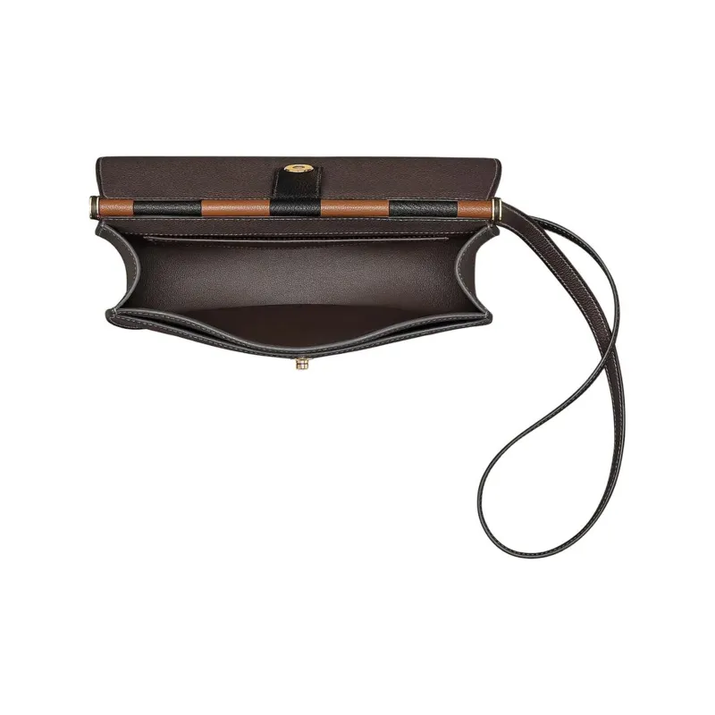 HERMES Barénia Faubourg Calfskin With Mysore Goat Skin Crossbody Bag Shoulder Bag Women's Brown & Black-3