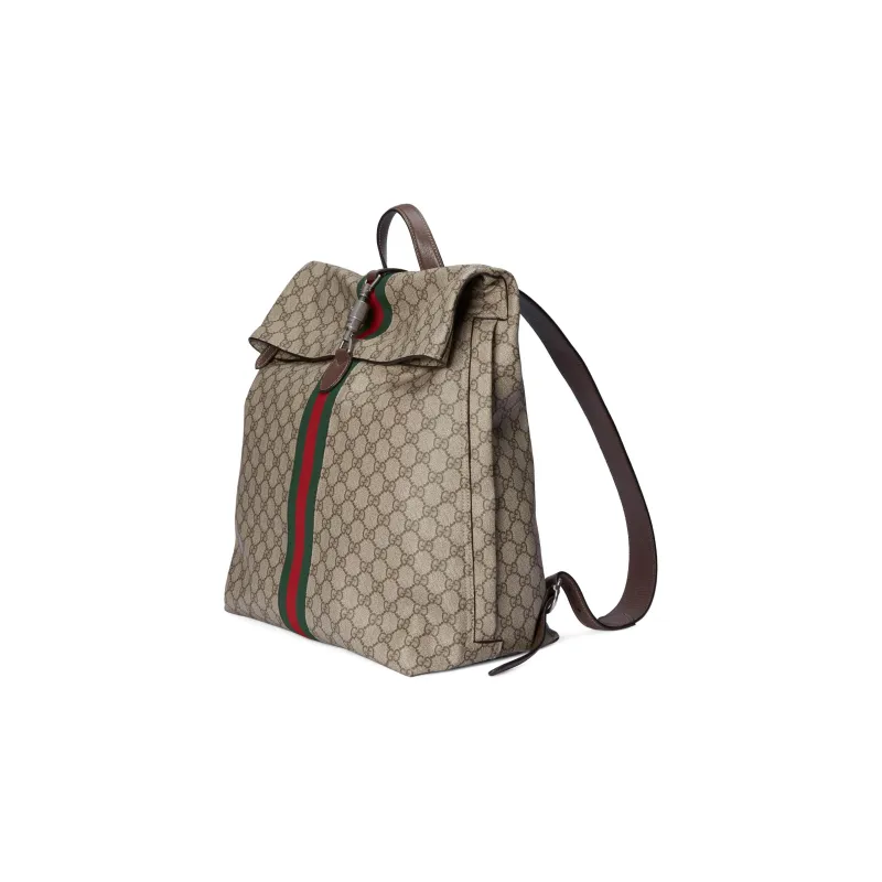GUCCI Jackie 1961 Canvas With Leather Backpack Men's Beige & Ebony-1