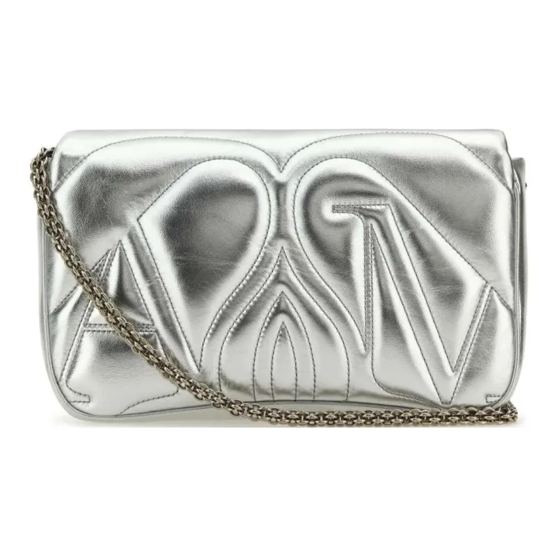 Alexander McQueen Leather Crossbody Bag, Shoulder Bag Trumpets Women's Silver-2