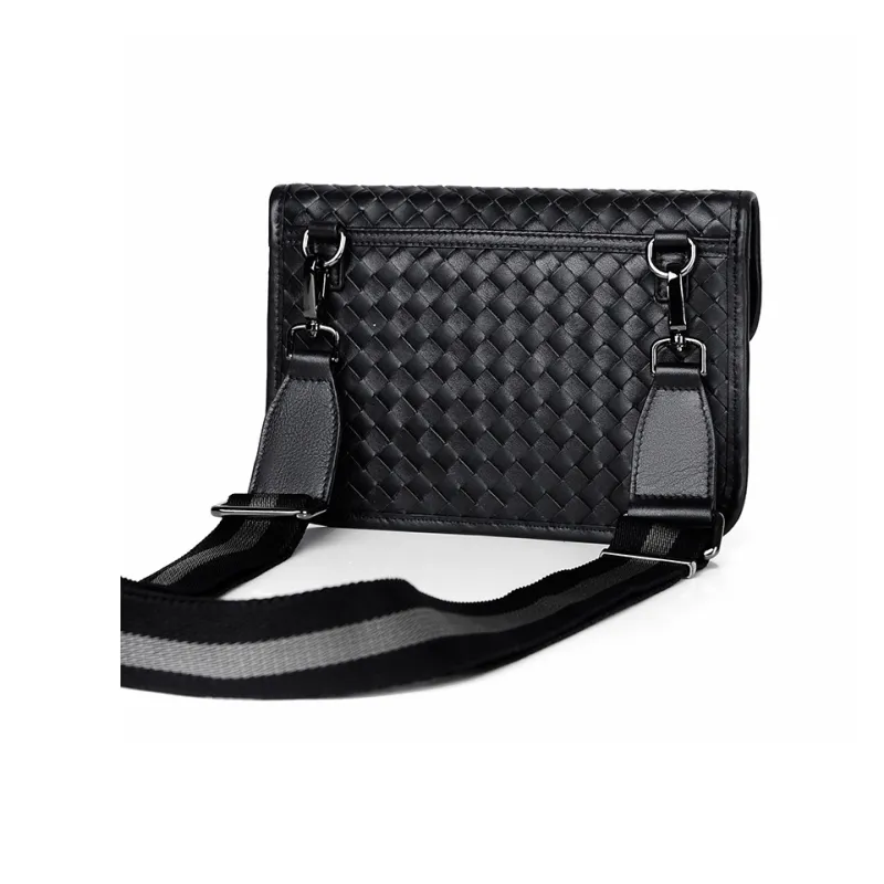 Ceion Keust Top Grain Cow Leather Shoulder Bag Medium Size Unisex Black-14