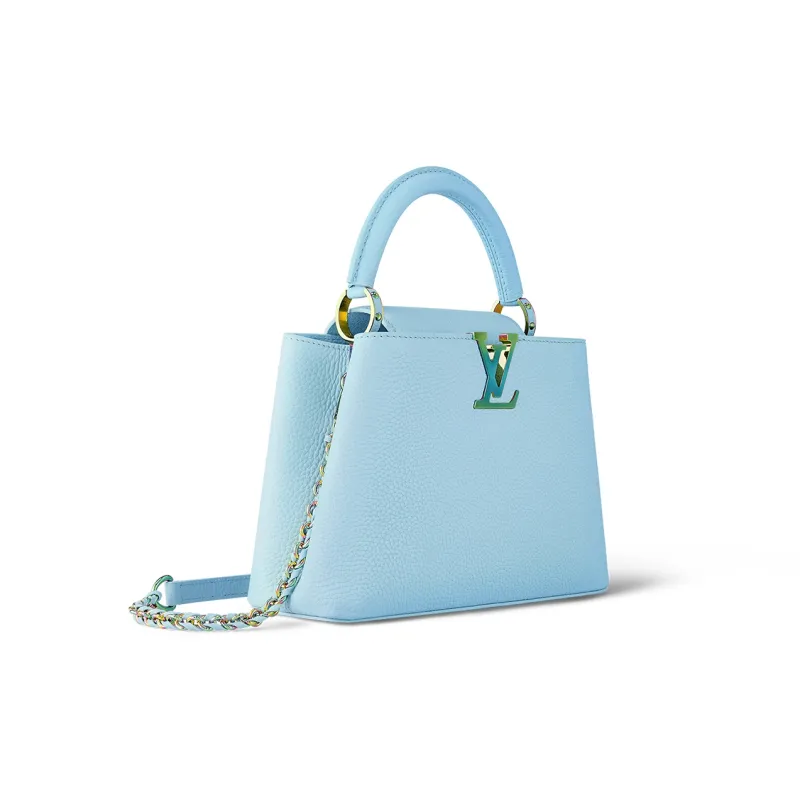 LOUIS VUITTON Capucines Leather One Shoulder Handbag Trumpets Women's Yellow Jade Blue-1