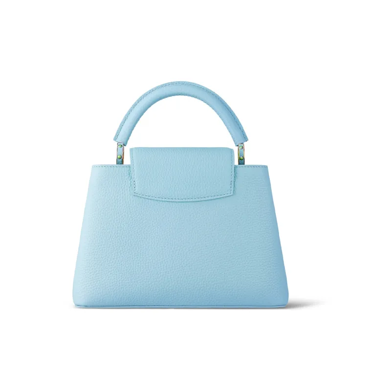 LOUIS VUITTON Capucines Leather One Shoulder Handbag Trumpets Women's Yellow Jade Blue-2