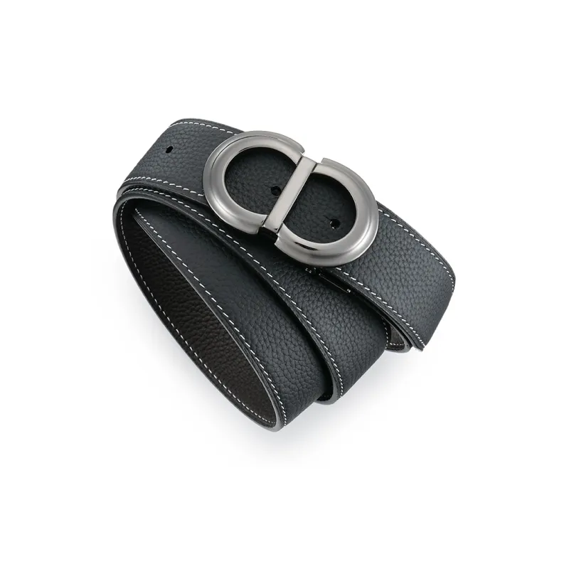 FAIRWHALE Fashion Ring Plate Buckle Dual Use Genuine Leather Belt Top Grain Cow Leather Belt Men's Width 3.5CM-3