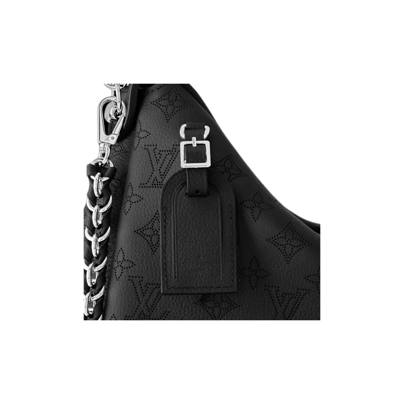 LOUIS VUITTON Engraved Cow Leather Handbag, Shoulder Bag, Crossbody Bag Medium Size Women's Black-3
