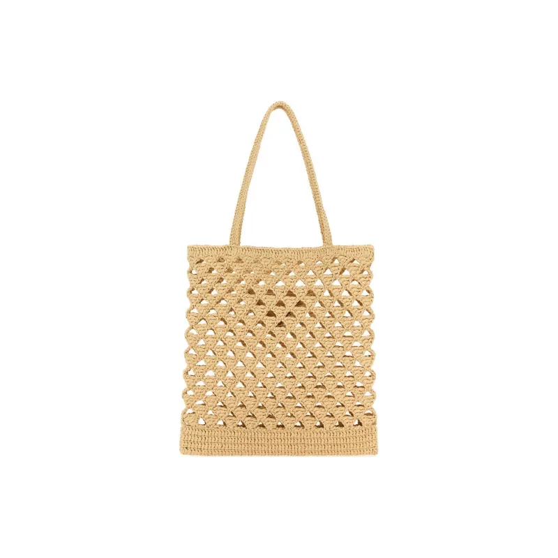 PRADA Straw One Shoulder Handbag Women's Yellow-2