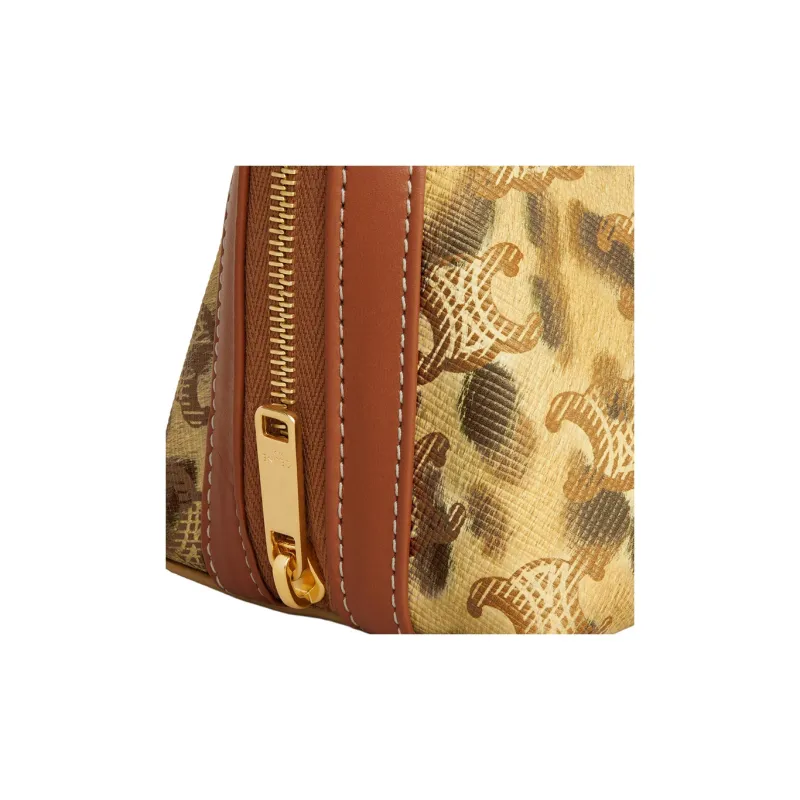 CELINE Canvas With Calfskin Clutch Makeup Bag Medium Size Men's Leopard Print-3