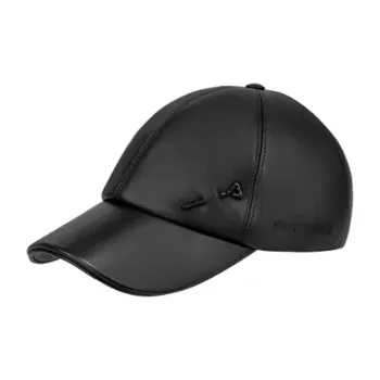 LOUIS VUITTON Lambskin Metal Component Baseball Caps Men's Black