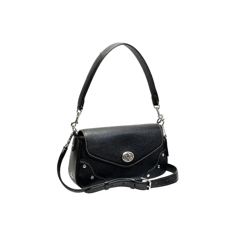 COACH Pebbled Leather Crossbody Bag, Shoulder Bag Women's Black-1