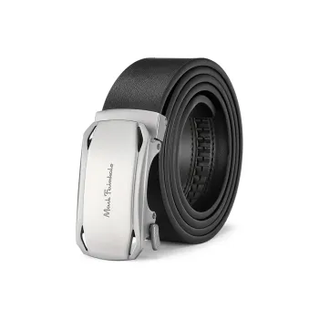 FAIRWHALE Minimalist Style Automatic Buckle Seamless Belt Genuine Leather Belt Men's Width 3.5CM
