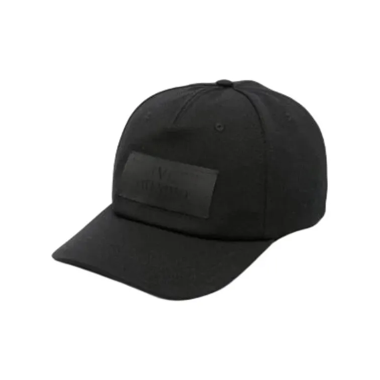 Valentino Cotton Virgin Wool Baseball Caps Men's Black-0