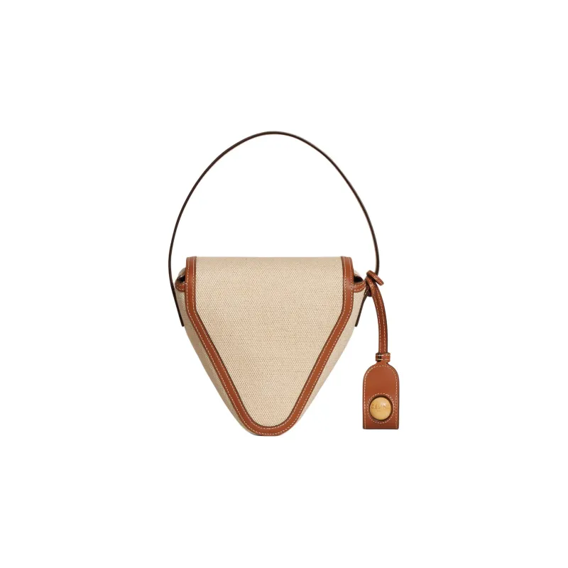 CELINE Calfskin Triangle Bag Handbags Men's Natural & Brown Umber-2
