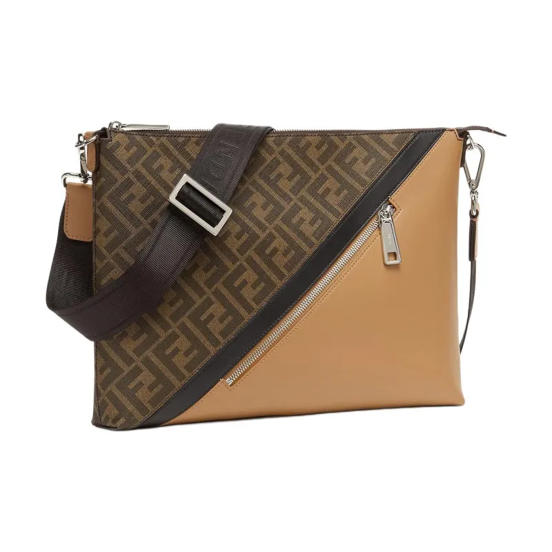 FENDI Canvas Messenger Bag, Crossbody Bag, Shoulder Bag Men's Brown-1
