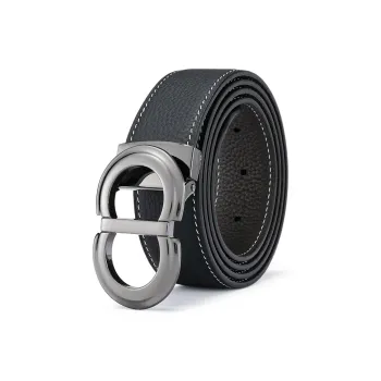 FAIRWHALE Fashion Ring Plate Buckle Dual Use Genuine Leather Belt Top Grain Cow Leather Belt Men's Width 3.5CM