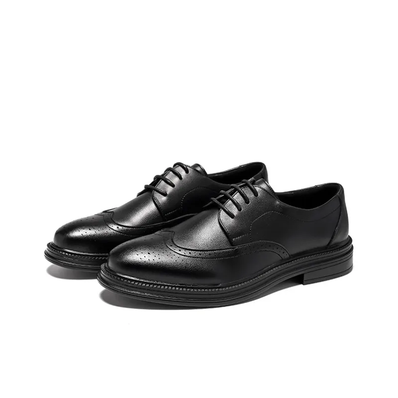 GZZ Dress Shoes Men Low Top Black-2
