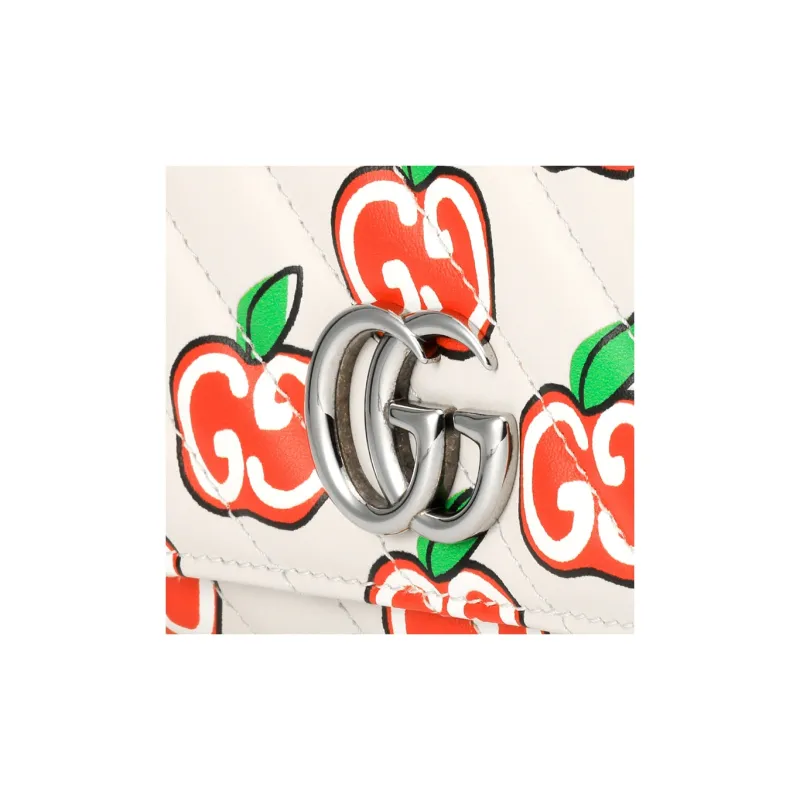 GUCCI GG Marmont Leather Wallet Large Size Women's White-3