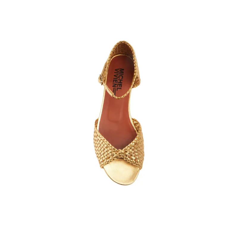 MICHEL VIVIEN Strap Sandals 1cm Women's Gold-3