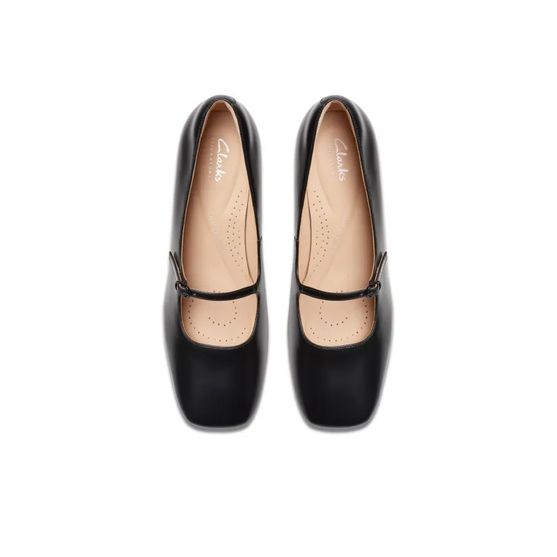 Clarks Chunky Heel Mary Jane Shoes Women's Black-2