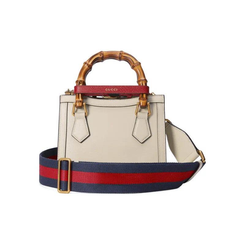 GUCCI Diana Leather Tote Bag Shopping Bag Shoulder Bag Crossbody Bag Handbag Mini Women's White-4
