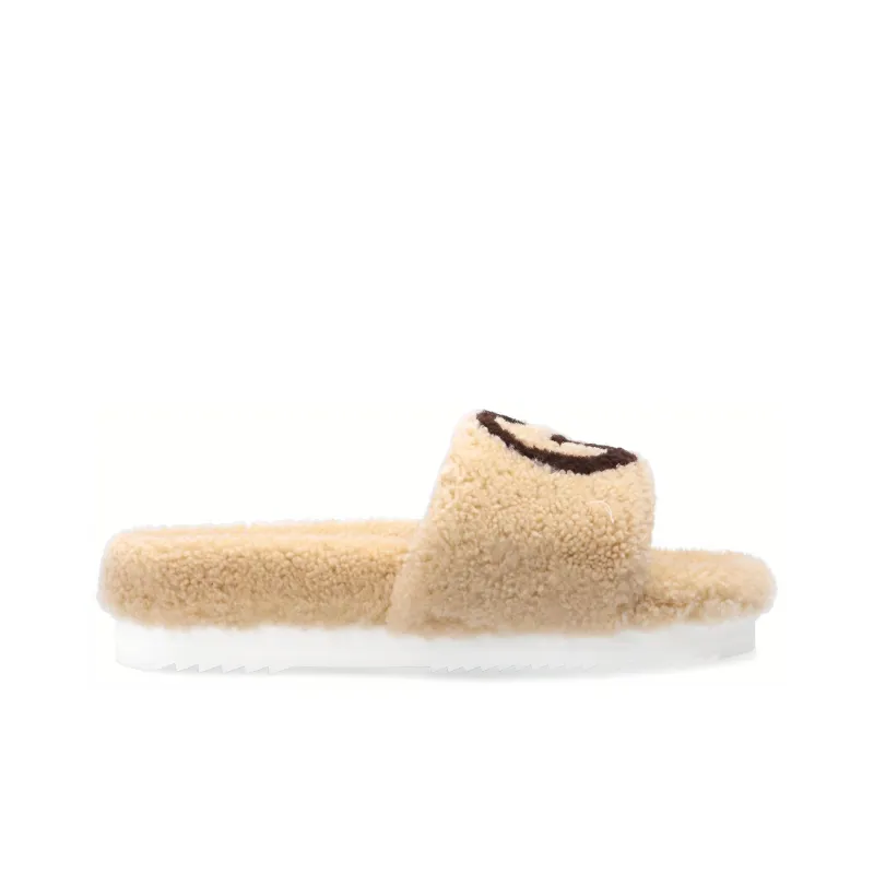 GUCCI Women's Slide 'Interlocking G Merino Wool Light Brown' Women's-1