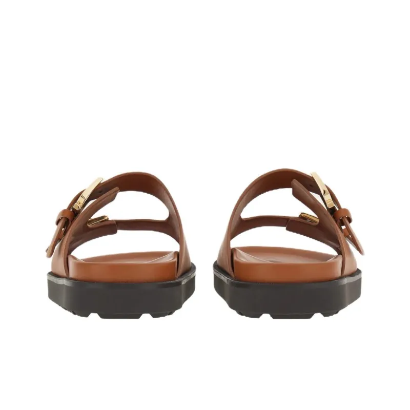 FERRAGAMO Rubber Sole Slip-Resistant Slide Slippers Men's Brown-3