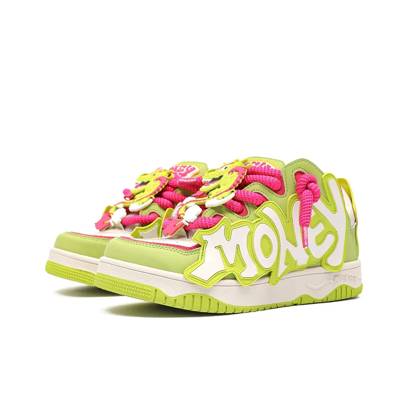 Money Tutu x MR.PESIN Slip Resistant Breathable Low Top Skateboard Shoes Unisex Green-2
