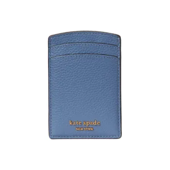 Kate Spade Litchi Grain Leather Card Clip Card Holder Women's Stingray Blue